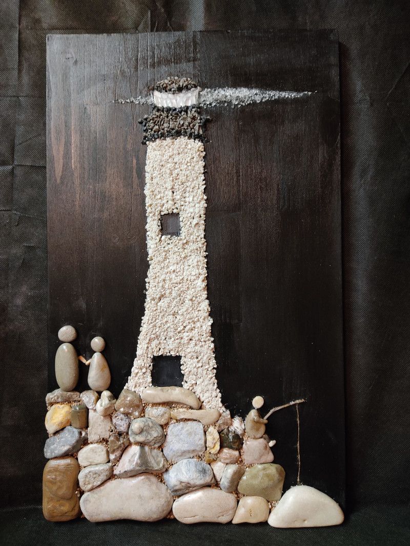 Quadro faro con sassi